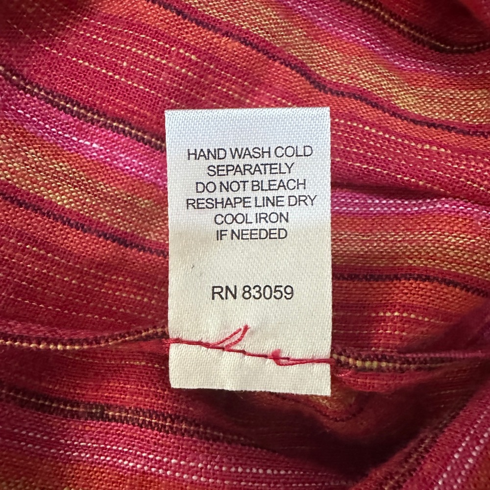 Drew Anthropologie Strapless Jumpsuit Womens M Red Striped Linen Blend Tulip Leg - Picture 9 of 11